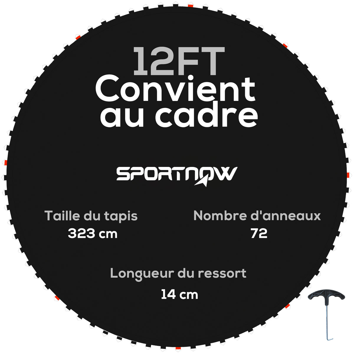 SPORTNOW Ersatz-Tuch für Trampolin, Sprungtuch-Ersatz, passend für Trampolin Ø 3,7 m und 14 cm Federn