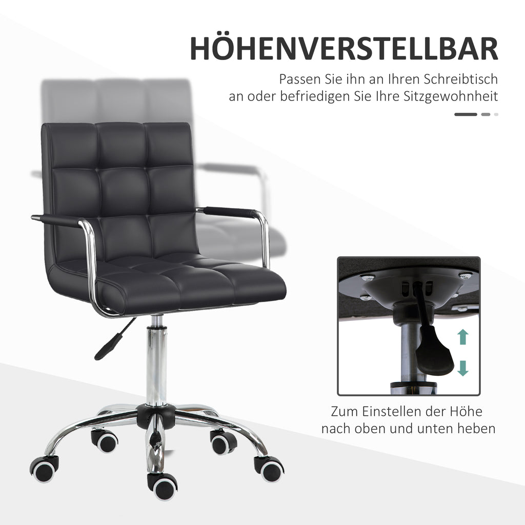 HOMCOM Bürostuhl im Retrodesign, höhenverstellbar, 5 Rollen, 52,5 cm x 54 cm x 99 cm, Schwarz