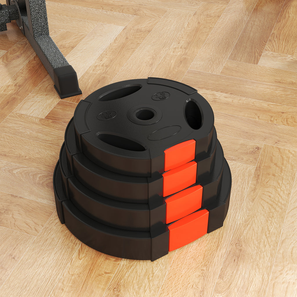SPORTNOW 4er Gewichtsplatten-Set für Training, Fitnessstudio, Heimtraining, Stärke-Training, 2 x 7,5 kg und 2 x 5 kg, Schwarz