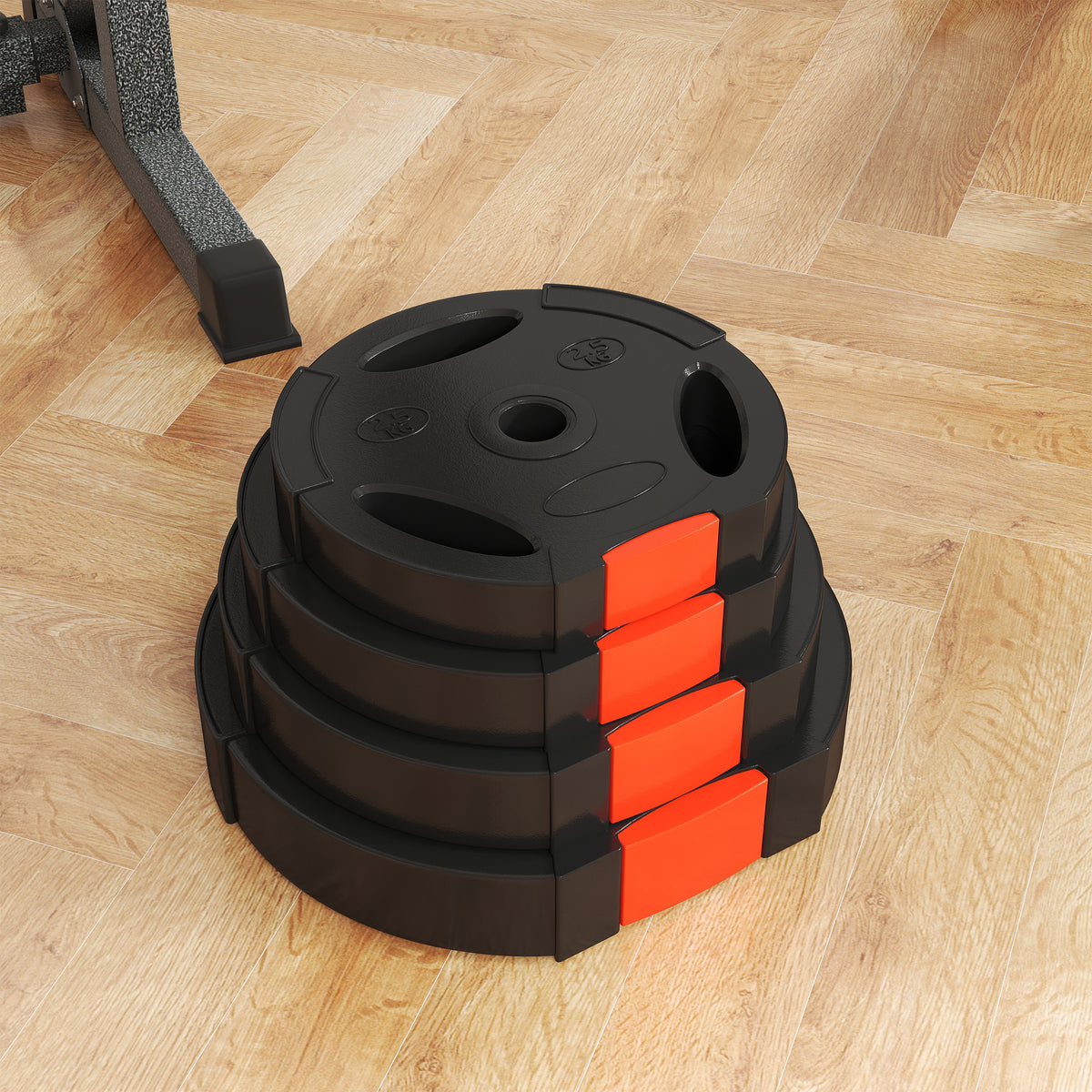 SPORTNOW 4er Gewichtsplatten-Set für Training, Fitnessstudio, Heimtraining, Stärke-Training, 2 x 7,5 kg und 2 x 5 kg, Schwarz