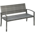 Outsunny Gartenbank, in Rattanoptik, mit Stahlrahmen, für 2 Personen, Braun, 122 x 60 x 87cm
