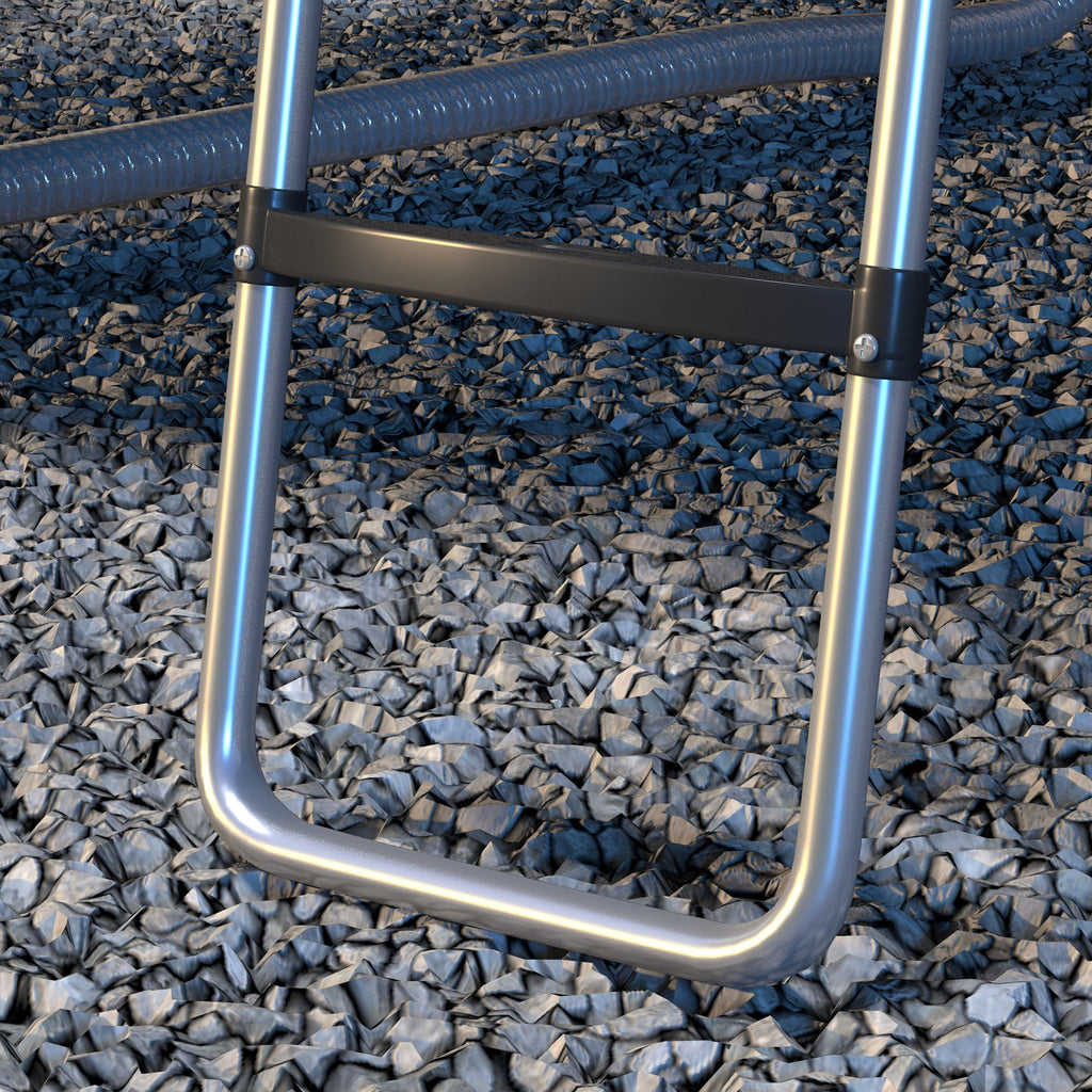 SPORTNOW Trampolinleiter mit 3 oder 2 Stufen horizontalen breiten Tritten, universellem Haken, Tragfähigkeit 120 kg, 110 x 32 cm Silber