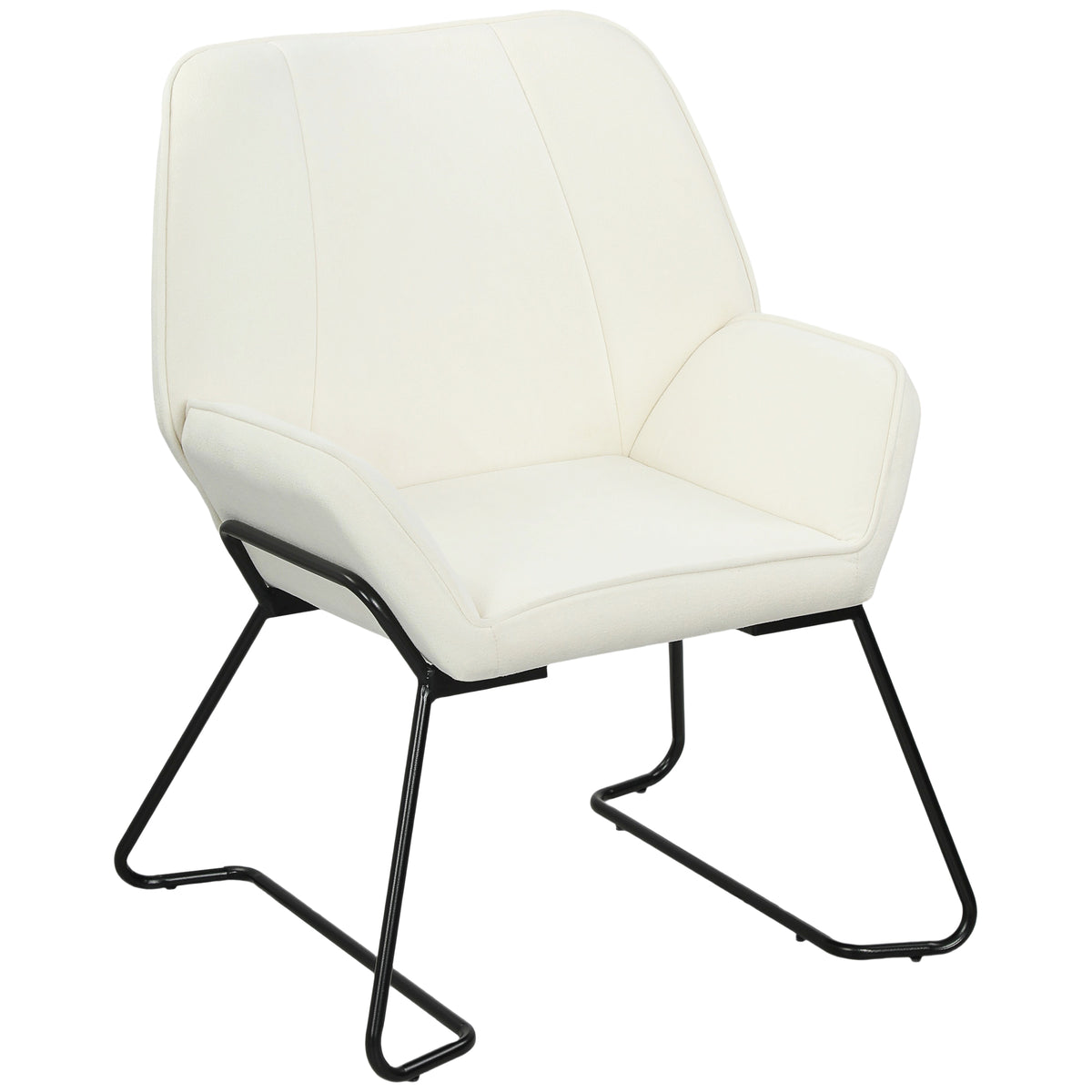 HOMCOM Loungesessel mit breitem und gepolstertem Sitz, Samtbezug und Metallbeinen, Sessel für Wohnzimmer Creme