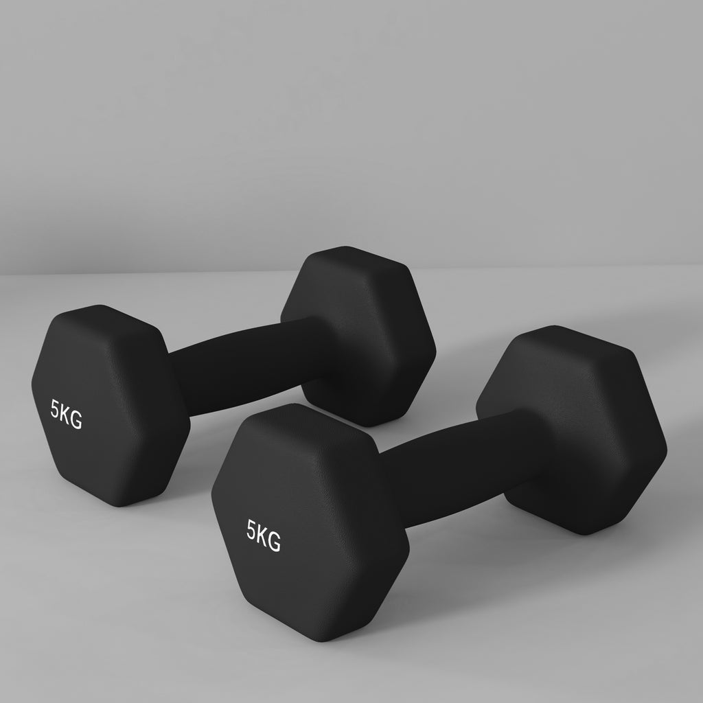 SPORTNOW Set mit 2 sechseckigen Hanteln mit rutschfesten Griffen für das Training zu Hause, 2 x 5 kg, schwarz