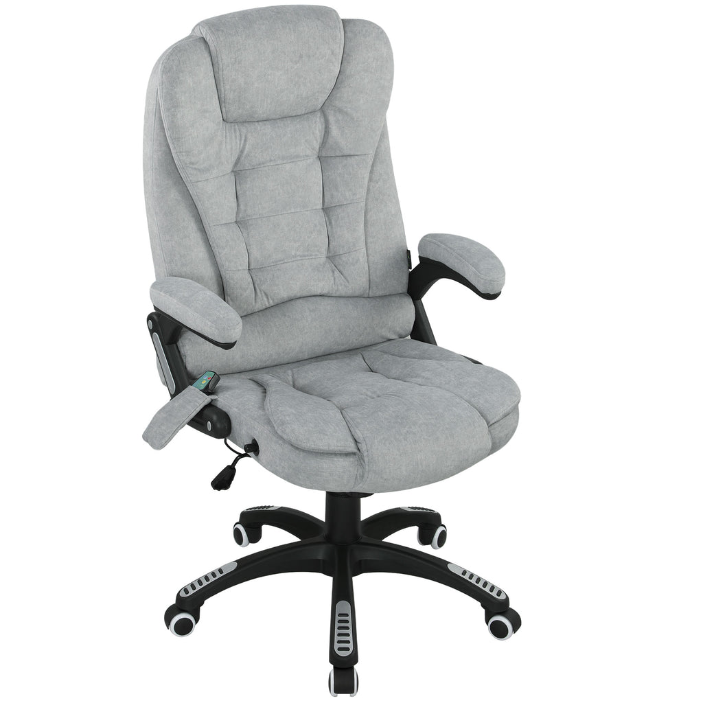 Vinsetto Bürostuhl mit 6-Punkt-Massage mit Neigungsfunktion und Heizung Höhenverstellung 65x71x110-120 cm Grau