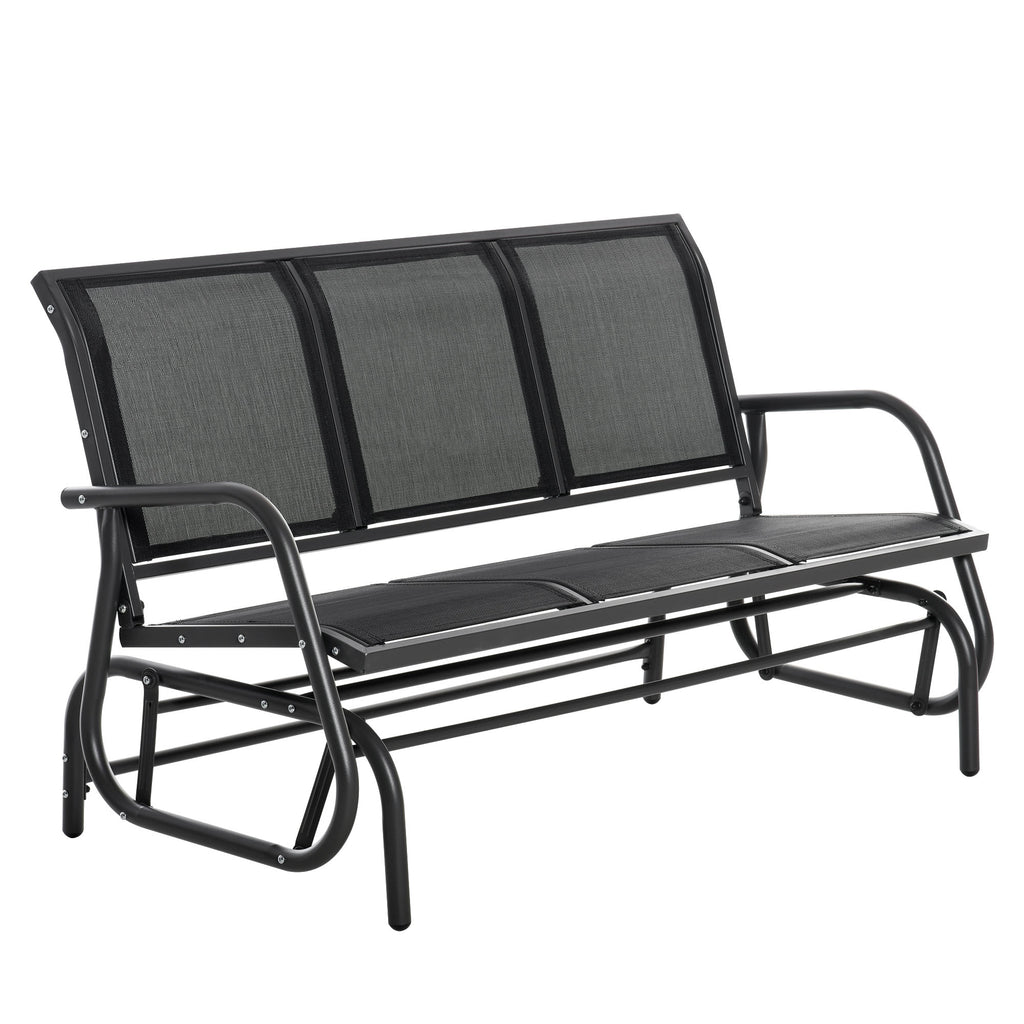 Outsunny 3-Sitzer Schaukelstuhl Gartenbank mit Schaukelmechanismus Gartenschaukel Sitzbank aus Metall Parkbank bis 300 kg belastbar Gartenmöbel für Garten, Terrasse, 147 x 70 x 85 cm Dunkelgrau