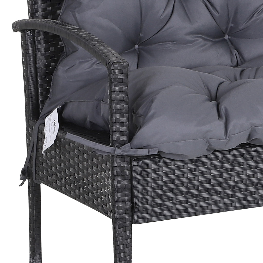 Outsunny 2 Sitzer Bankauflage 100 x 98 x 8 cm Sitzkissen mit Bändern Rückenkissen für Indoor/Outdoor Polster Auflage für Sitzbank Gartenbank Gartenmöbel Hollywoodschaukeln Dunkelgrau