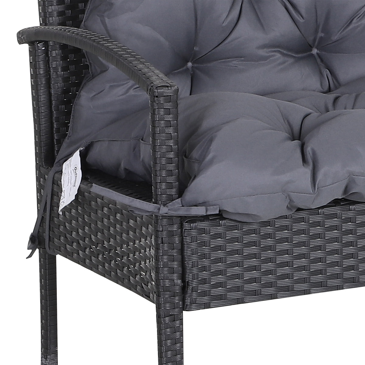Outsunny 2 Sitzer Bankauflage 100 x 98 x 8 cm Sitzkissen mit Bändern Rückenkissen für Indoor/Outdoor Polster Auflage für Sitzbank Gartenbank Gartenmöbel Hollywoodschaukeln Dunkelgrau