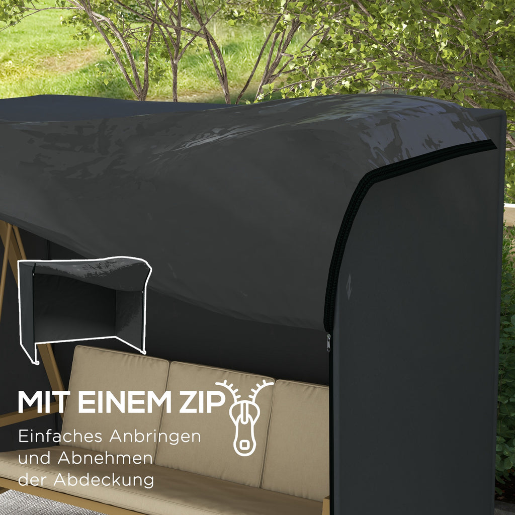 Outsunny Abdeckung für Hollywoodschaukel, wasserdicht, Polyester, 220x125x172cm, Schwarz