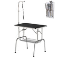 PawHut Trimmtisch Tierpflegetisch Schertisch mit Korb Hundepflegetisch klappbar Hundefriseurtisch Hunde Badetisch höhenverstellbar Edelstahl Schwarz