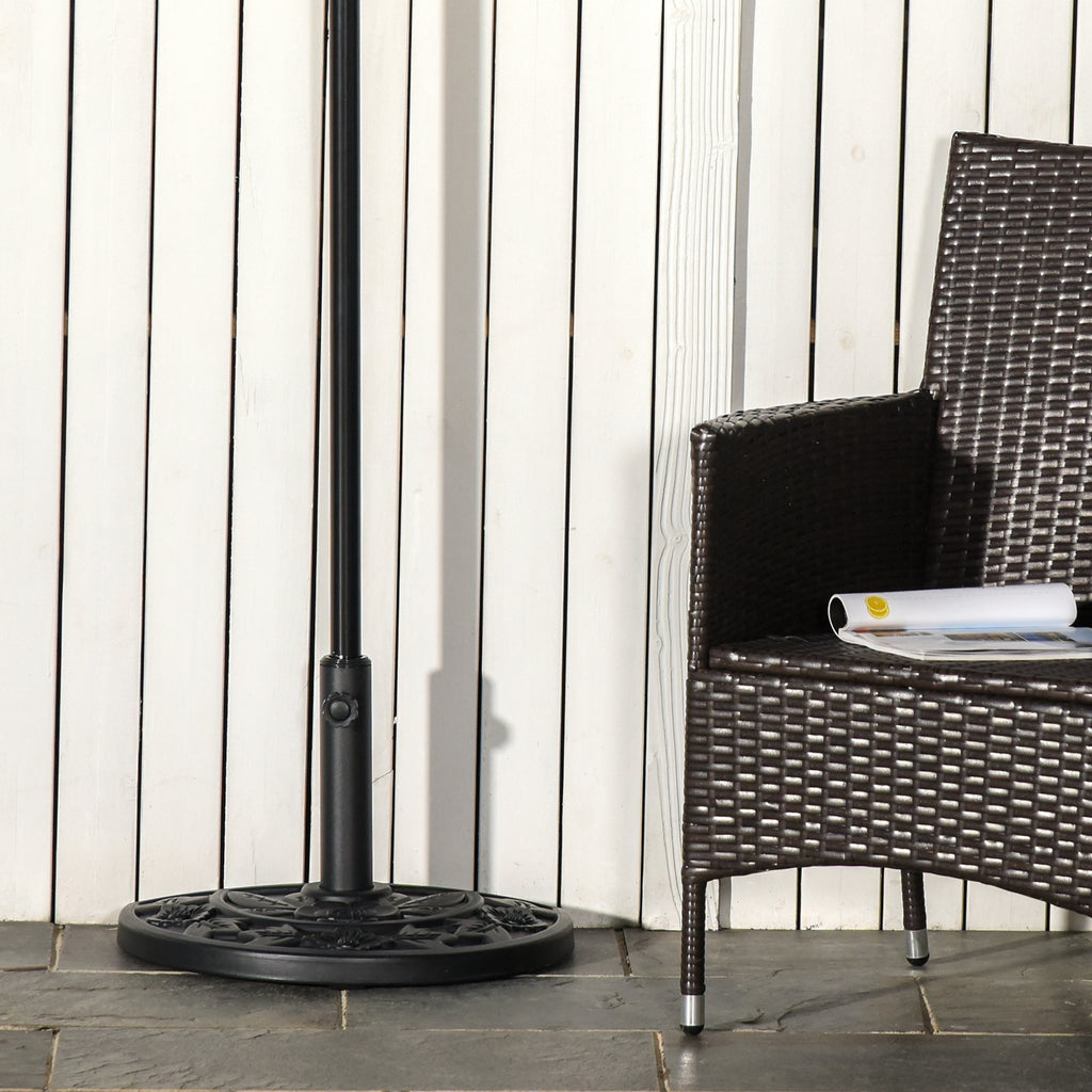 Outsunny Sonnenschirmständer, halbrund, 9 kg, Blumendesign, HDPE/Zement, für Schirmmasten Ø35/38/48 mm