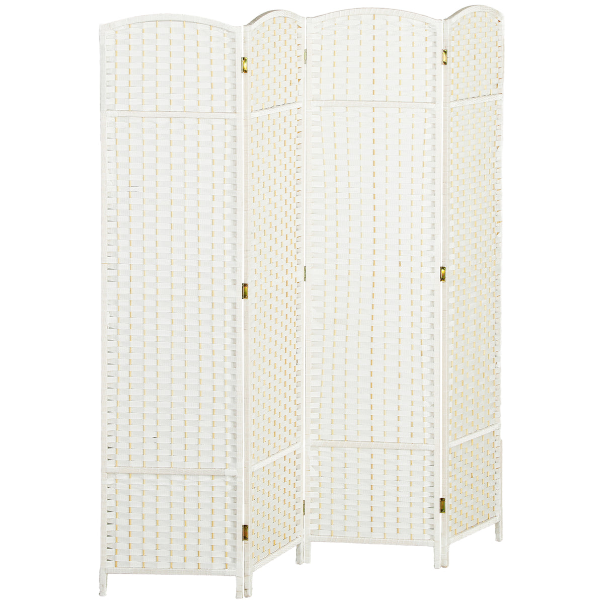 HOMCOM 4-teiliger Raumtrenner, Faltbarer Sichtschutz, Sichtschutzwand für Wohnzimmer, Schlafzimmer, Homeoffice, Weiß