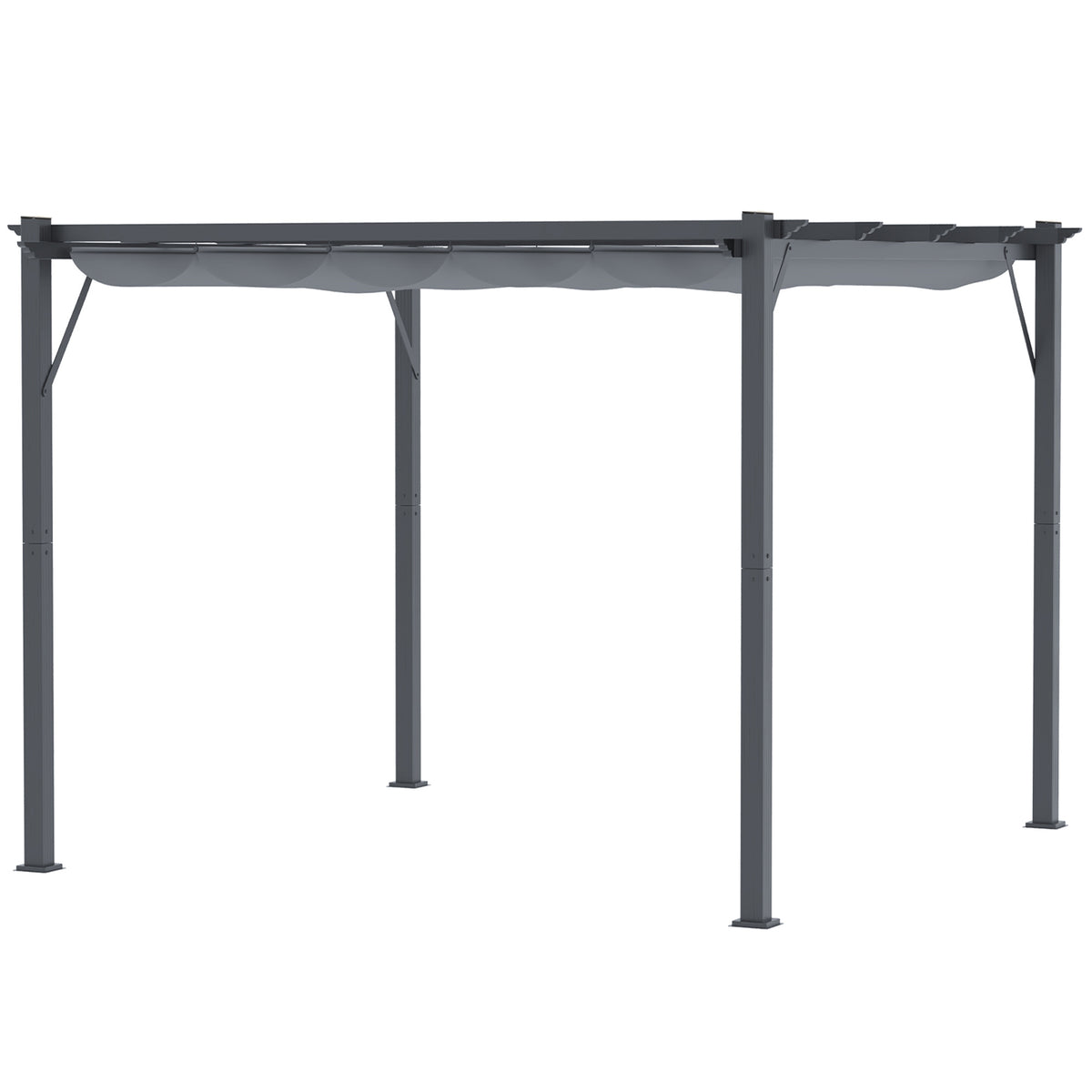 Outsunny Pergola Pavillon Terrassenüberdachung mit Schiebedach Garten Alu Kohlegrau+Dunkelgrau 3x3x2,23 m