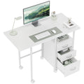 HOMCOM Klappbarer Computertisch mit Rollen, Schreibtisch mit Stauraum, 3 Schubladen, erweiterbare Plattform, 105x51x75,5 cm, Weiß