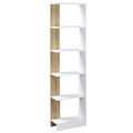 HOMCOM Standregal Bücherregal 5-stufiges Büroregal Lagerregal Aktenregal Küchenregal Spanplatte Eiche+Weiß 45 x 21 x 170 cm