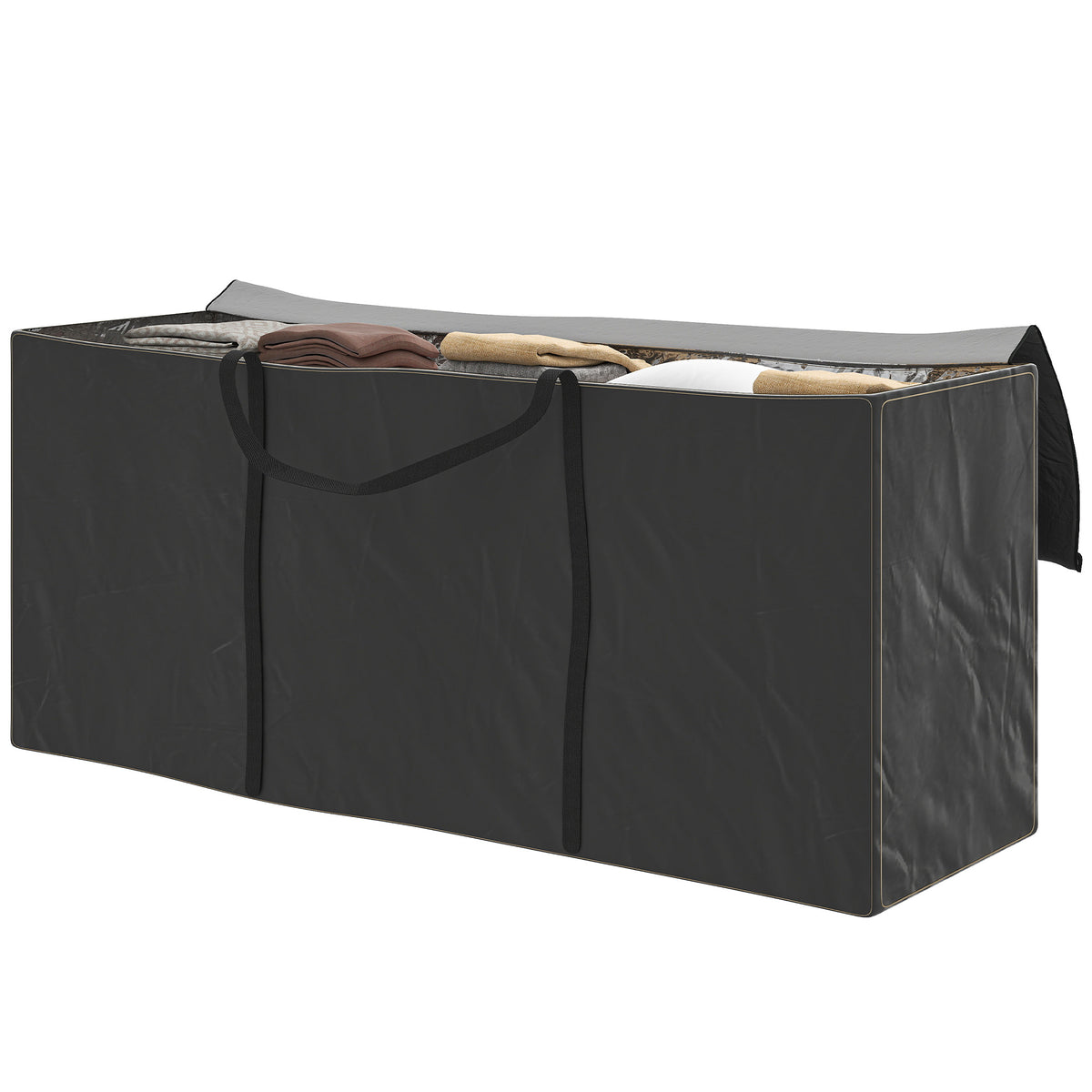 Outsunny Aufbewahrungstasche für Gartensitzkissen, Outdoor-Kissenhülle aus Oxford mit Griffen 175 x 55 x 75 cm Schwarz
