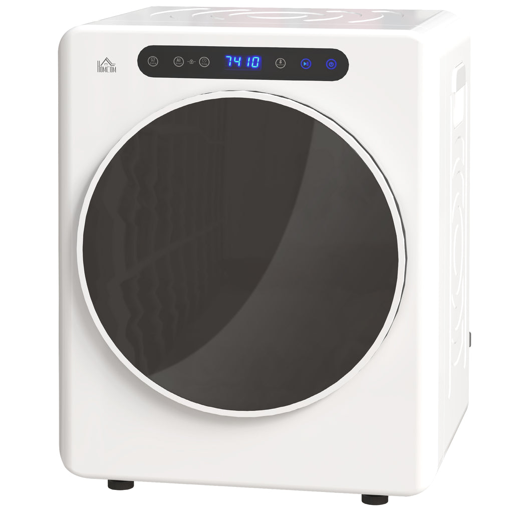 HOMCOM Wäschetrockner, 6 Programme, 40-60℃, 4 kg Kapazität, kompakt, Touch-Bedienung, Weiß