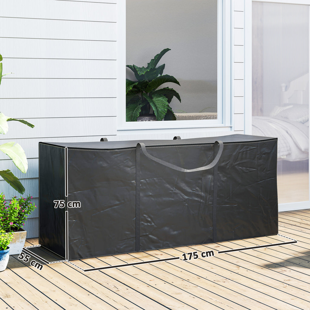 Outsunny Aufbewahrungstasche für Gartensitzkissen, Outdoor-Kissenhülle aus Oxford mit Griffen 175 x 55 x 75 cm Schwarz
