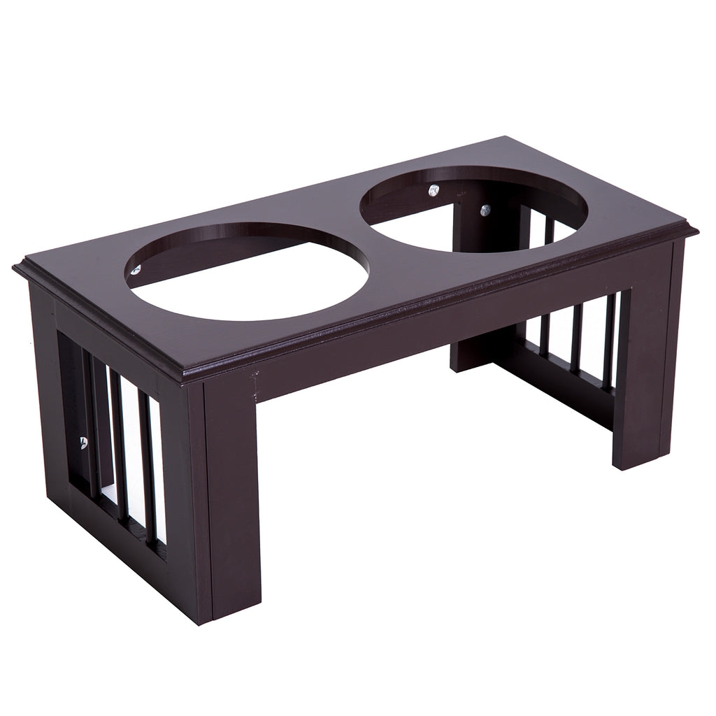PawHut Hunde-Futterstation, rutschfest, 58,4 x 30,5 x 25,4cm, Grau, 2L pro Napf