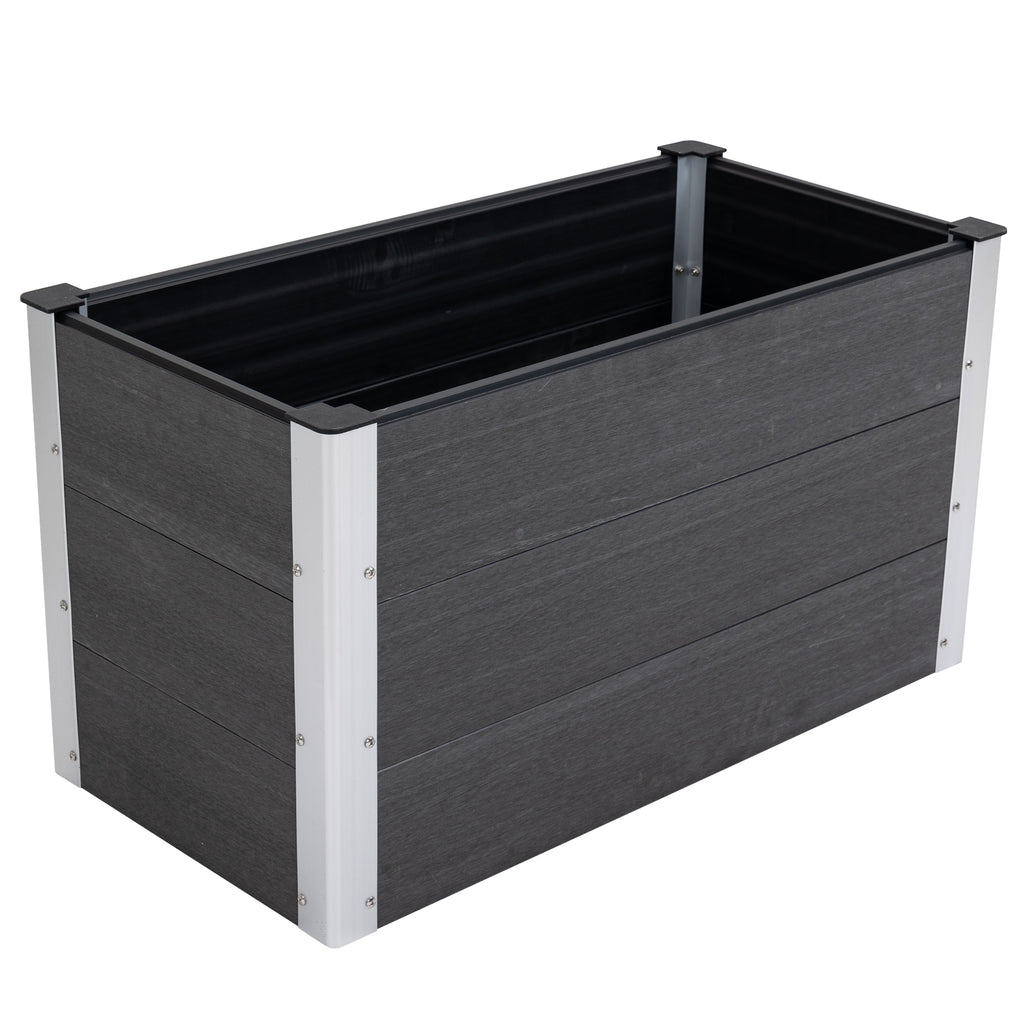 Outsunny Hochbeet Aluminium, Pflanzbeet Frühbeet Gartenbeet Blumenkasten wetterfest, ohne Boden, Pflanzkasten 100x50x55,5cm für Terrasse, Balkon, Blumenkasten für Blumen, Pflanzen, Grau