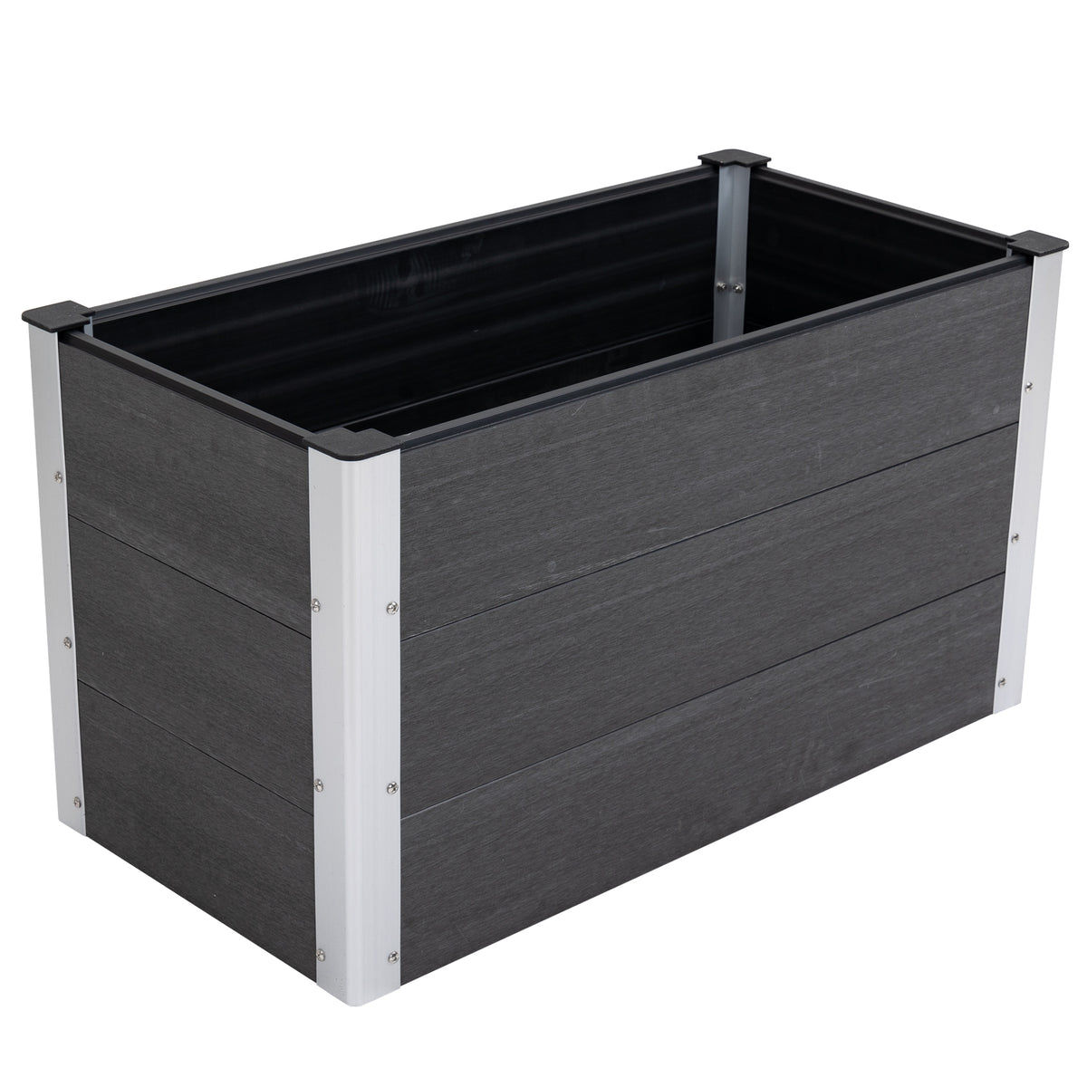Outsunny Hochbeet Aluminium, Pflanzbeet Frühbeet Gartenbeet Blumenkasten wetterfest, ohne Boden, Pflanzkasten 100x50x55,5cm für Terrasse, Balkon, Blumenkasten für Blumen, Pflanzen, Grau