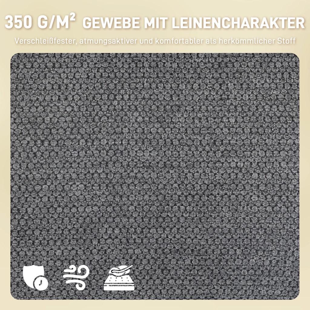 HOMCOM Gepolsterter Esszimmerstuhl, Küchenstuhl mit dicker Polsterung, Armlehnen, Metallbeine, Grau