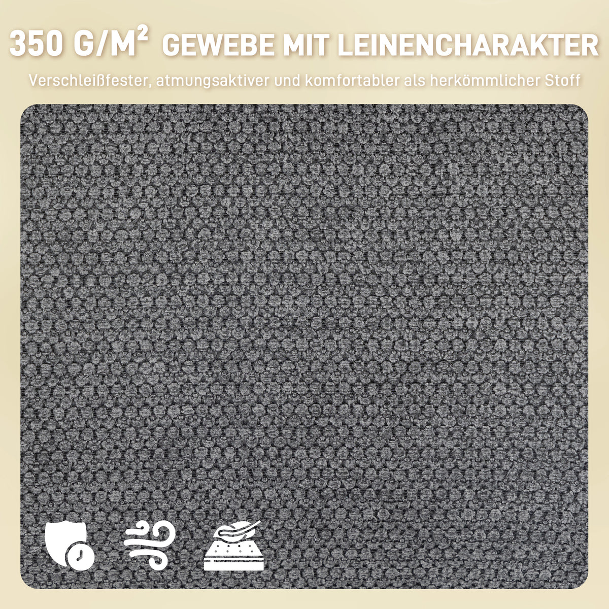 HOMCOM Gepolsterter Esszimmerstuhl, Küchenstuhl mit dicker Polsterung, Armlehnen, Metallbeine, Grau