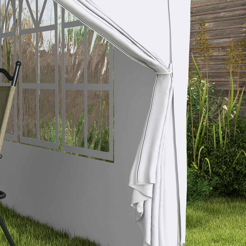 Outsunny 3 x 3 m Pavillon mit 4 Seitenwänden, Fenster, Festzelt mit UV-Schutz, Gartenzelt inkl. Tragetasche, Stahl, Weiß