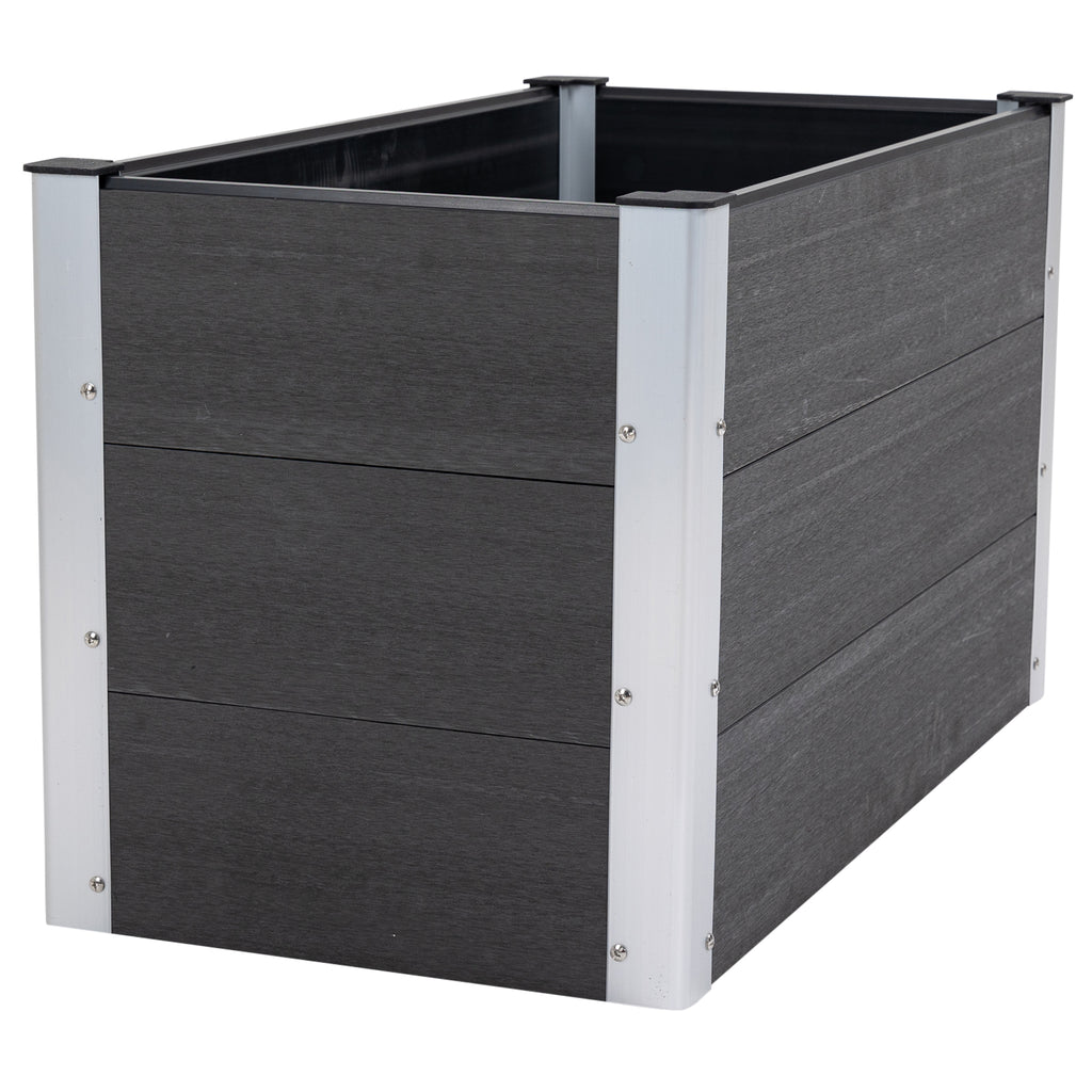 Outsunny Hochbeet Aluminium, Pflanzbeet Frühbeet Gartenbeet Blumenkasten wetterfest, ohne Boden, Pflanzkasten 100x50x55,5cm für Terrasse, Balkon, Blumenkasten für Blumen, Pflanzen, Grau