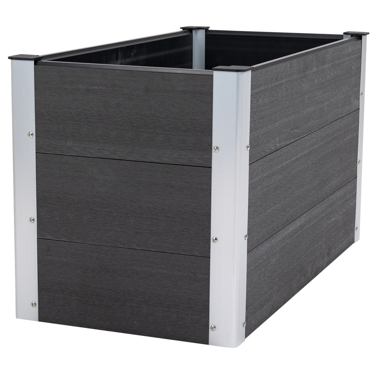 Outsunny Hochbeet Aluminium, Pflanzbeet Frühbeet Gartenbeet Blumenkasten wetterfest, ohne Boden, Pflanzkasten 100x50x55,5cm für Terrasse, Balkon, Blumenkasten für Blumen, Pflanzen, Grau