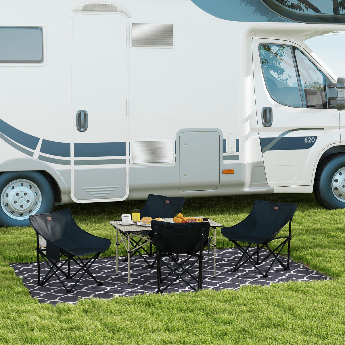 Outsunny Outdoor-Teppich, Wendbarer Teppich 2,74L x 1,82B m - Hochdichtes PP 310 g/m² Grau und Weiß