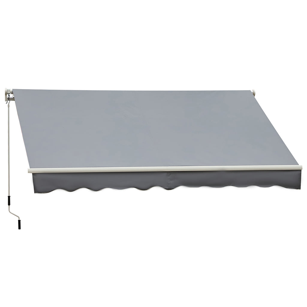 Outsunny Markise, 3,95 x 2,45 m, Sonnenschutz, einfahrbar, mit Handkurbel, Metallrahmen, Polyester, Grau/Weiß
