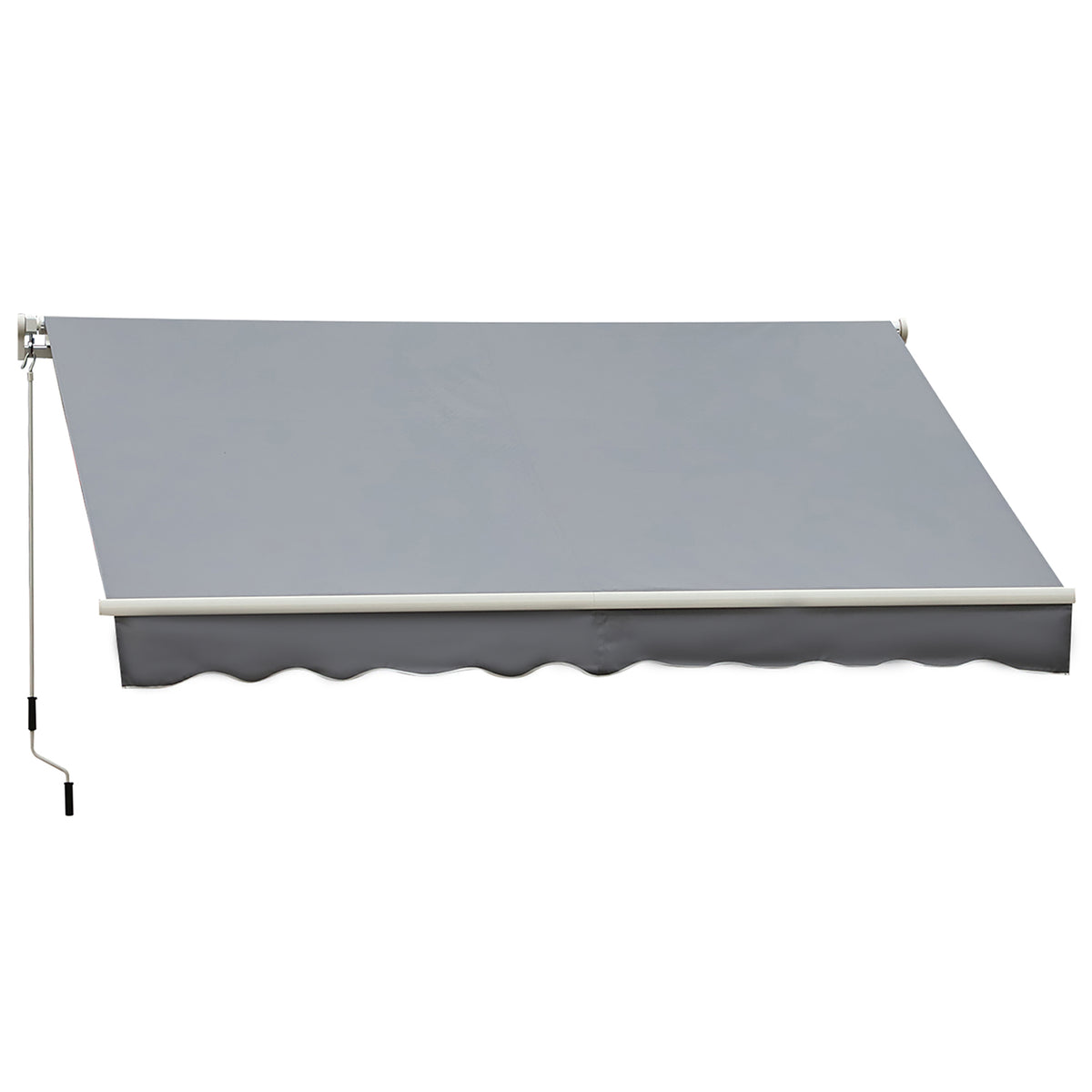 Outsunny Markise, 3,95 x 2,45 m, Sonnenschutz, einfahrbar, mit Handkurbel, Metallrahmen, Polyester, Grau/Weiß