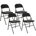 HOMCOM 4er-Set Klappstühle, Tragbare Bürostühle, Metallbeine, Faltstuhl für Büro, Empfang, Wartezimmer, Leinenoptik, Schwarz