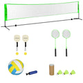 SPORTNOW Badminton-Set mit 2 Schlägern, 3 Federbällen, höhenverstellbar 107-155 cm, Schwarz-Grün