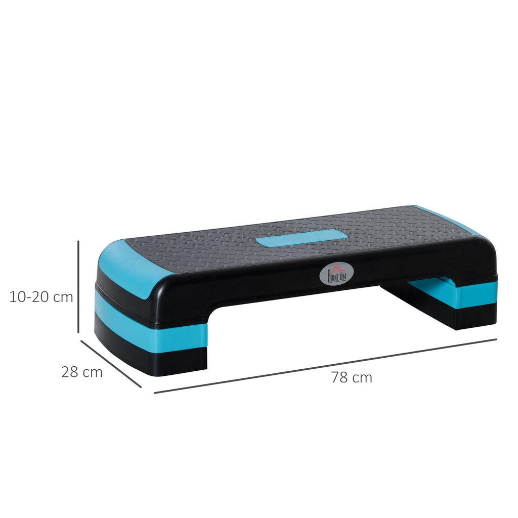 HOMCOM Aerobic-Stepper 3-stufig höhenverstellbar 78 x 28 x 20cm Schwarz+Blau