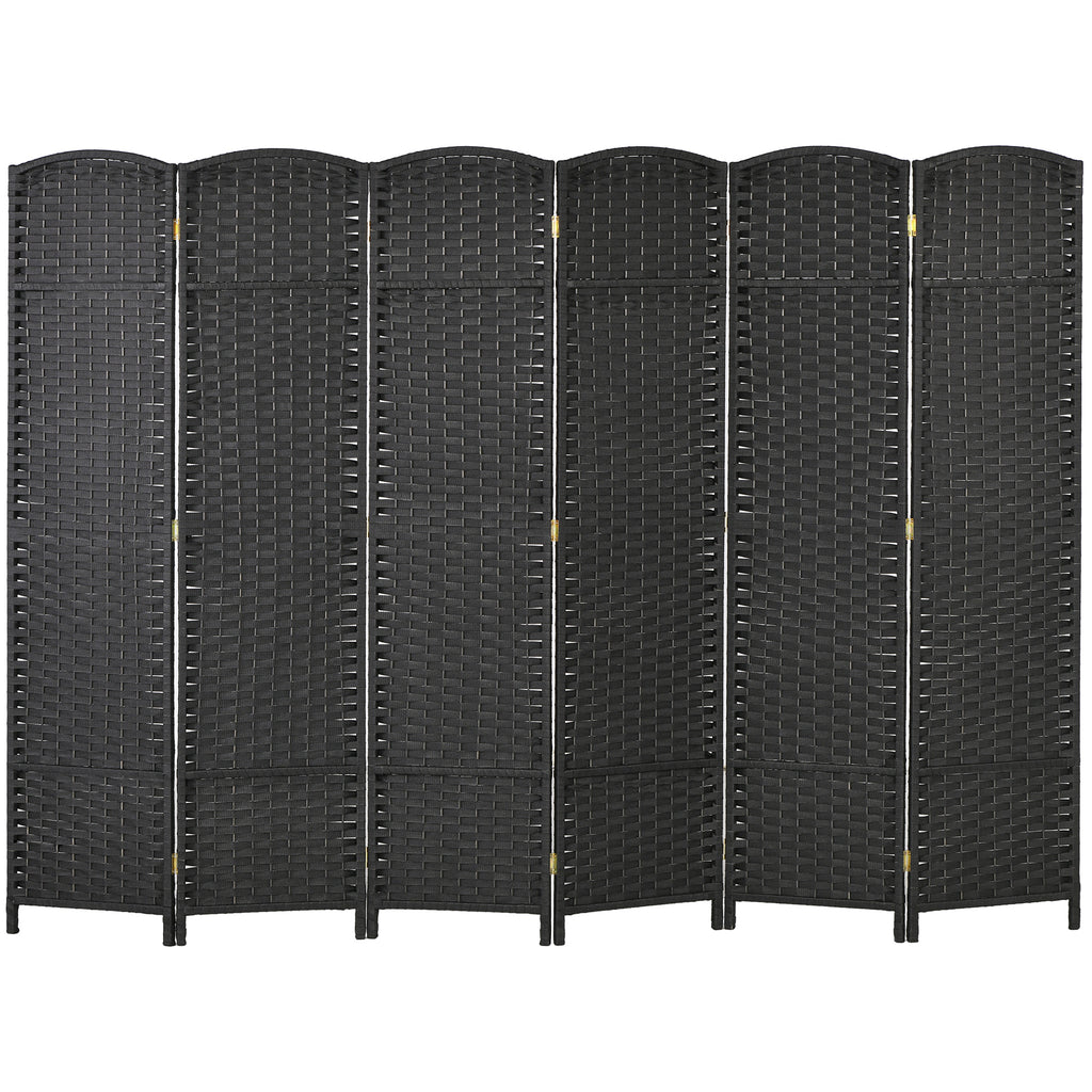 HOMCOM 6-teiliger Raumtrenner, Faltbarer Sichtschutz, Sichtschutzwand für Wohnzimmer, Schlafzimmer, Homeoffice, Schwarz
