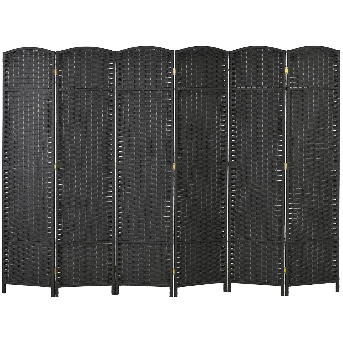 HOMCOM 6-teiliger Raumtrenner, Faltbarer Sichtschutz, Sichtschutzwand für Wohnzimmer, Schlafzimmer, Homeoffice, Schwarz