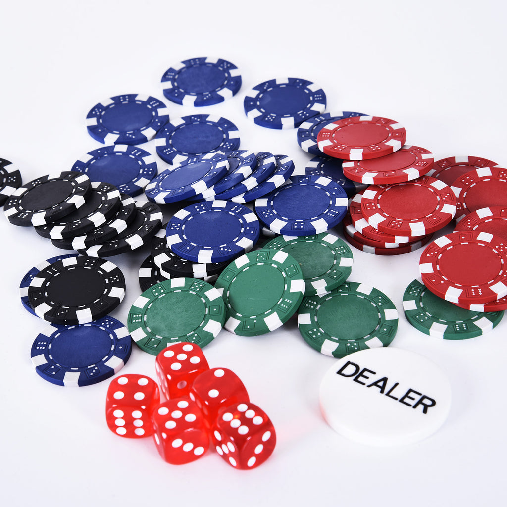 HOMCOM Pokerkoffer Pokerset 200 Pokerchips 2xKartenspiel 5xWürfel 1xAlukoffer Poker Set Jetons Koffer Alu+ Polystyrol 29,5x20,5x6,5 cm