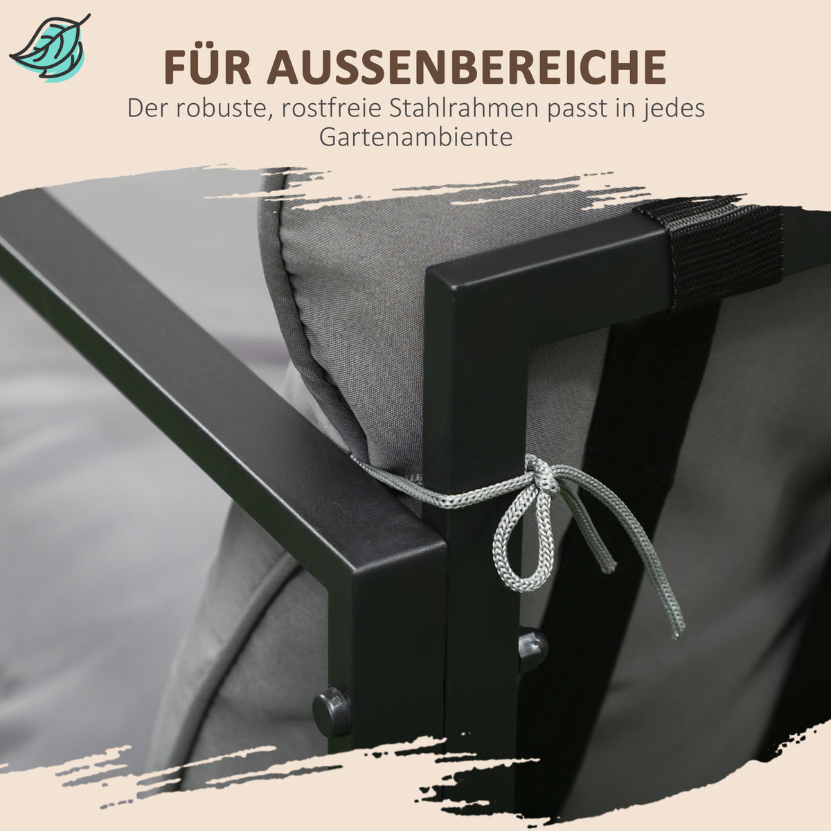 Outsunny Gartenmöbel-Set, 1 Glastisch, 2 Sessel. 1 Sofa, wetterbeständig,114 cm x 70 cm x 67 cm, Grau+Schwarz