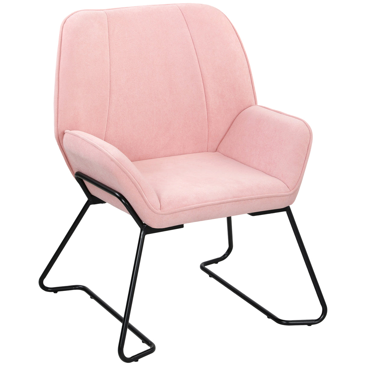 HOMCOM Loungesessel mit breitem und gepolstertem Sitzbezug aus Samt Metallbeine Rosa