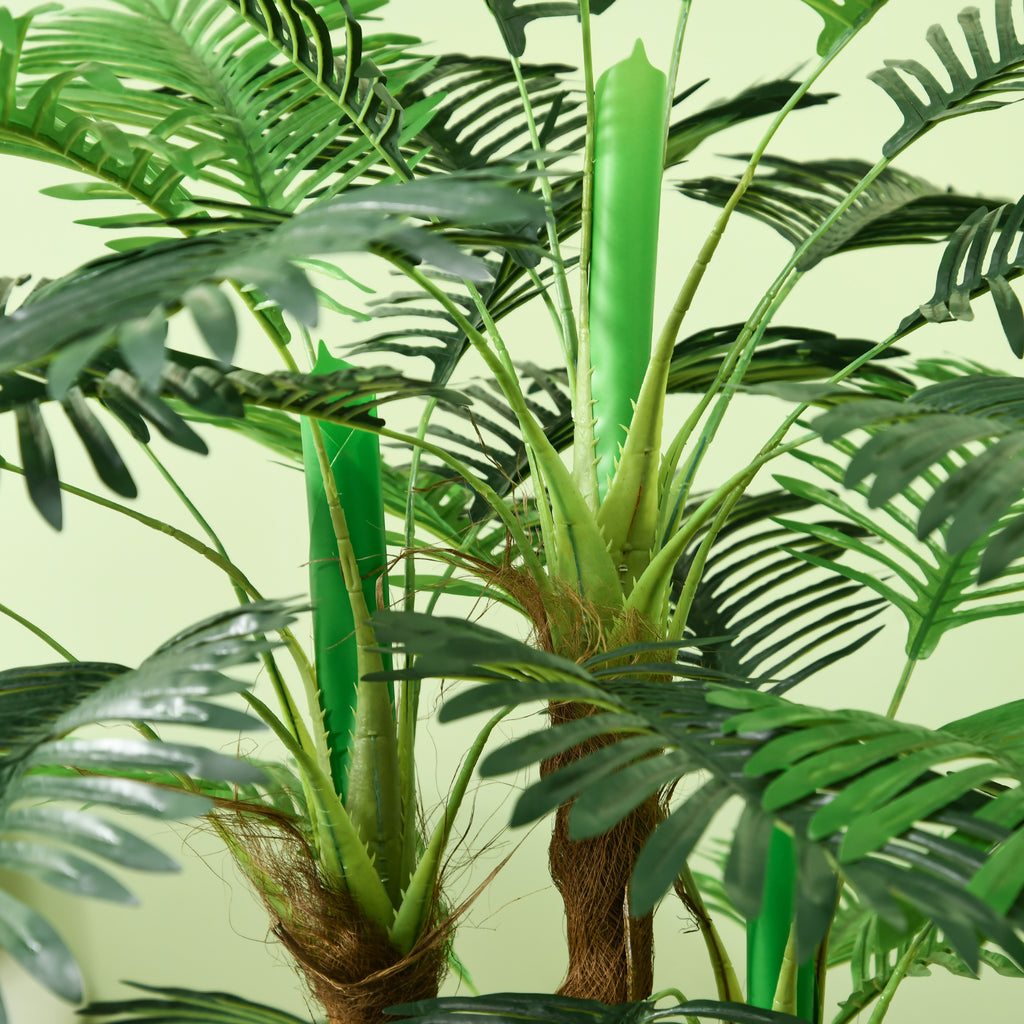HOMCOM Künstliche Palme, 1 m, realistische Zweige, Dekorationspflanze, Kunststoff, mit Topf, Braun+Grün