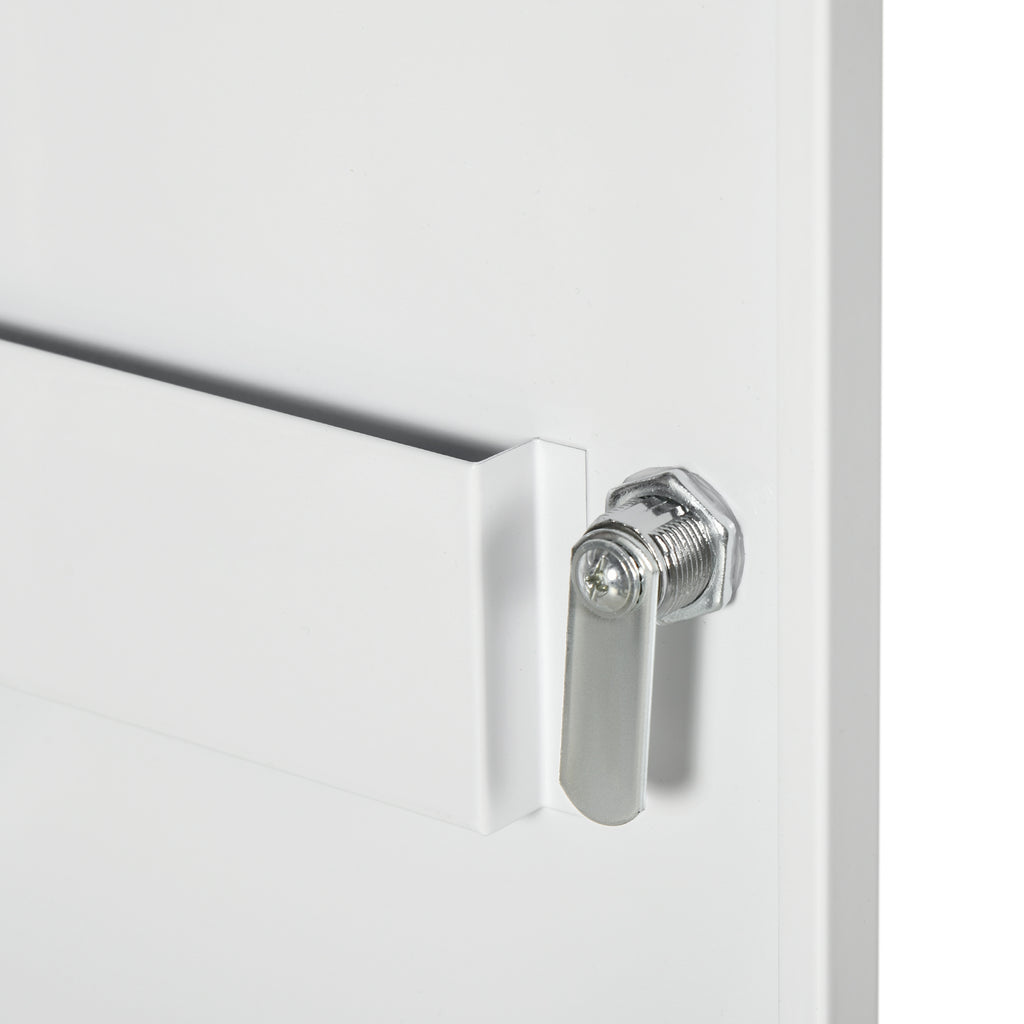 kleankin Medizinschrank 2 Regale 3 Ebenen mit abschließbarer Tür 2 Schlüssel 40 x 15 x 53,5 cm Weiß