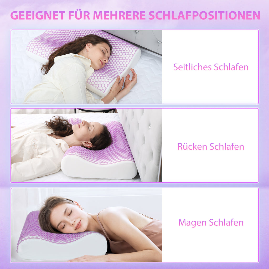 HOMCOM Memory Schaum Kissen Kopfkissen, Nackenstützkissen mit abnehmbarem Bezug, 2 Höhe  Ergonomische, 2S schnell reagierend