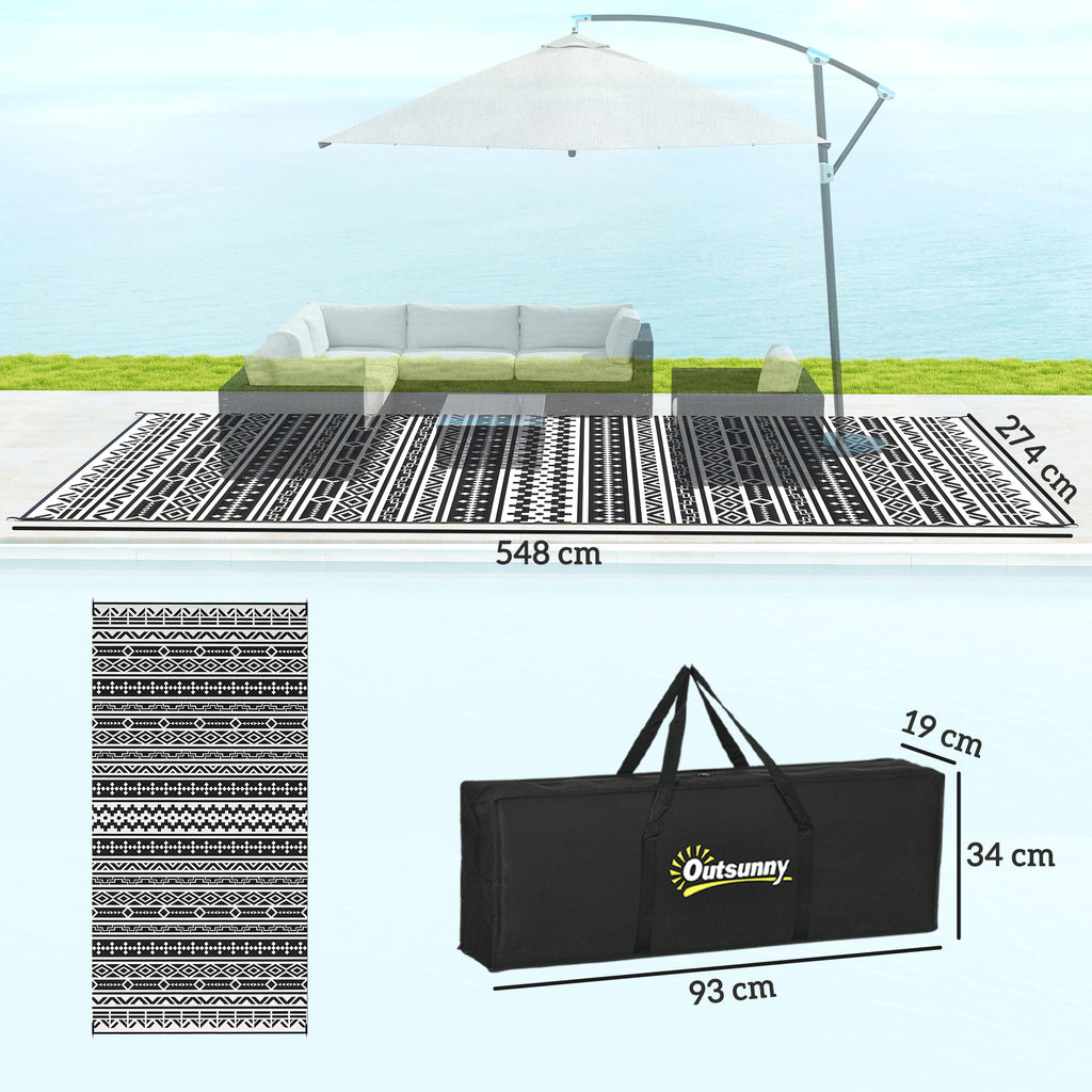 Outsunny Outdoor Teppich robuster Wetterfest Outdoorteppich, Carpet mit Boho-Style, Outdoor-Teppich für Wohnzimmer Balkon