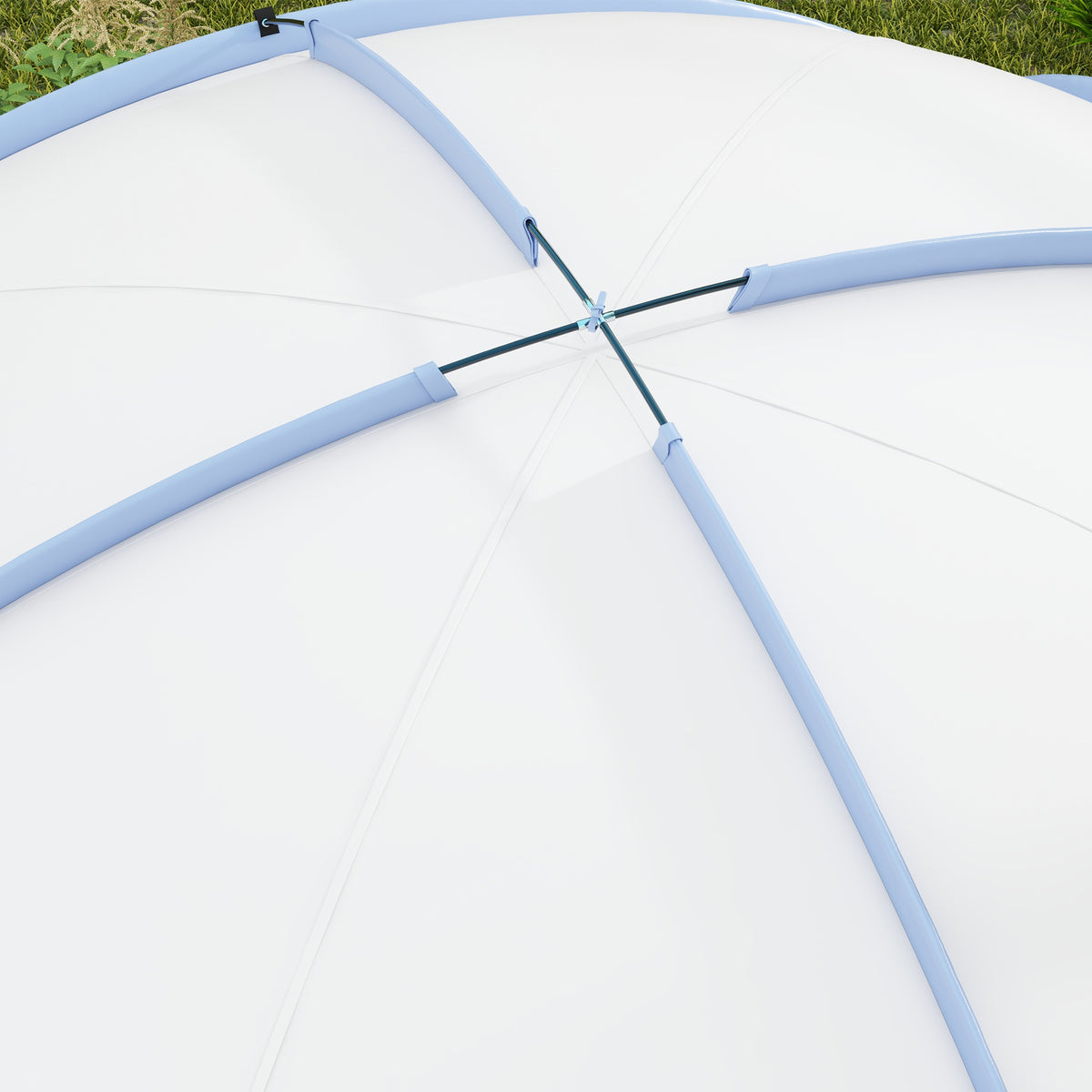 Outsunny Event Shelter 3,5 x 3,5m Pavillon mit Haken Tür Wasserabweisend winterfest Gartenpavillon Hellblau
