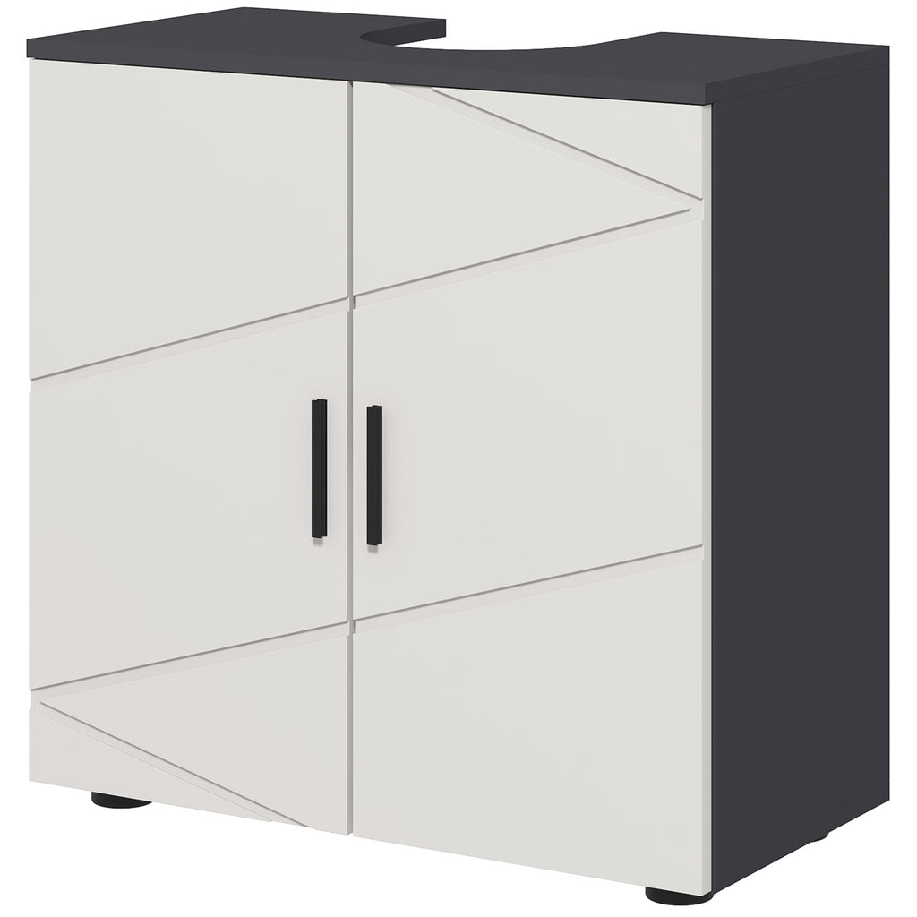 Kleankin Unterschrank Badezimmer für Säulenwaschbecken mit 2 Türen, 60x30x60cm, Grau