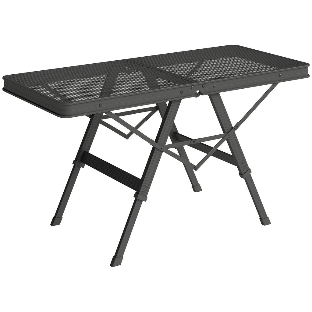 Outsunny Campingtisch höhenverstellbar Klapptisch mit Metallgitter Klappbar aus Aluminium
