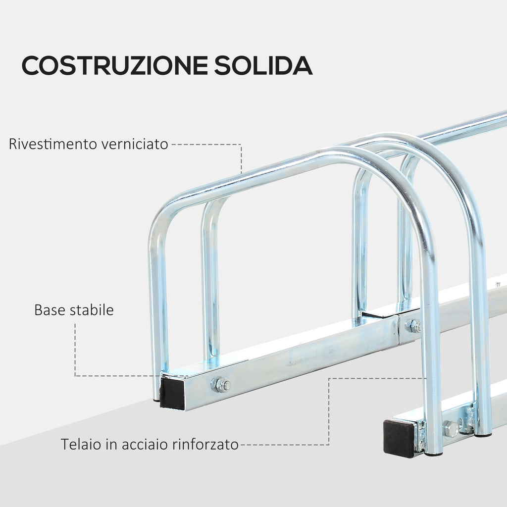 HOMCOM Fahrradständer Parken für 3 Fahrräder aus Stahl, 76x33x27 cm, Silber