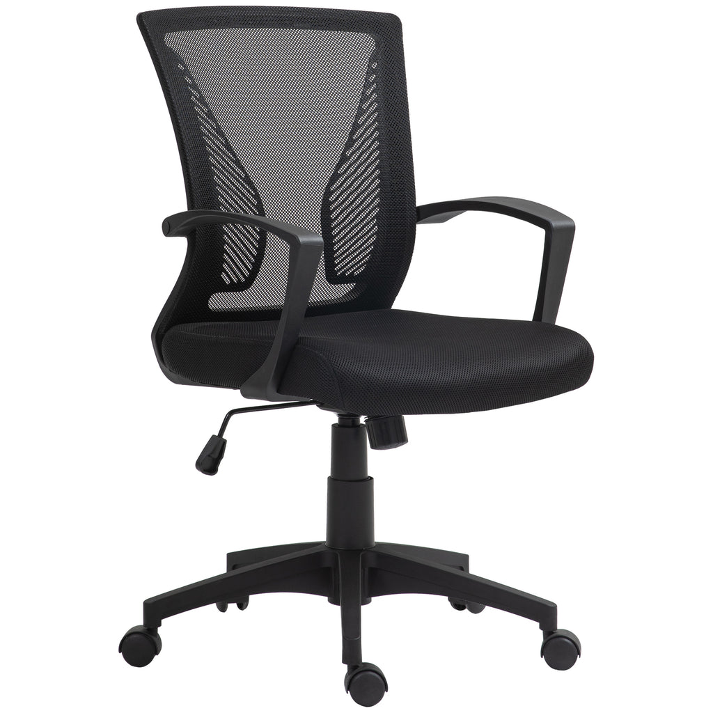 HOMCOM Bürostuhl mit Mesh-Rückenlehne, höhenverstellbar, bis 120 kg, Schwarz